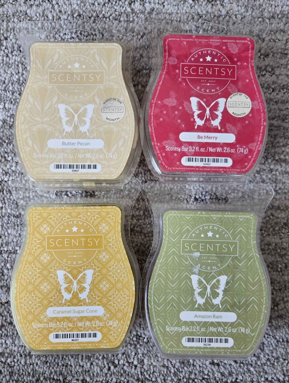 Scentsy Wax Bar Set - Cream, Red, Yellow, Green
